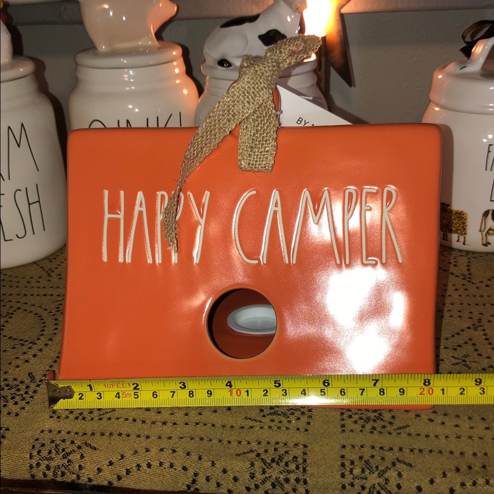 Rae Dunn HAPPY CAMPER Tent Shaped Birdhouse Orange - Picture 8 of 10